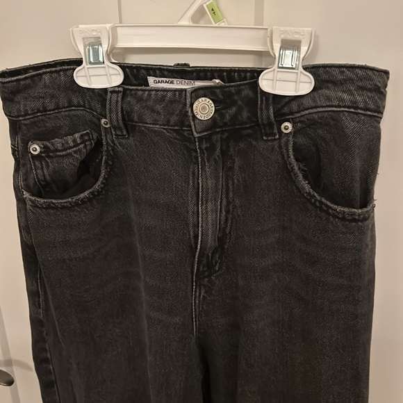 Garage denim wide leg grey jeans with ripped knee, size 0/24 - Picture 4 of 6